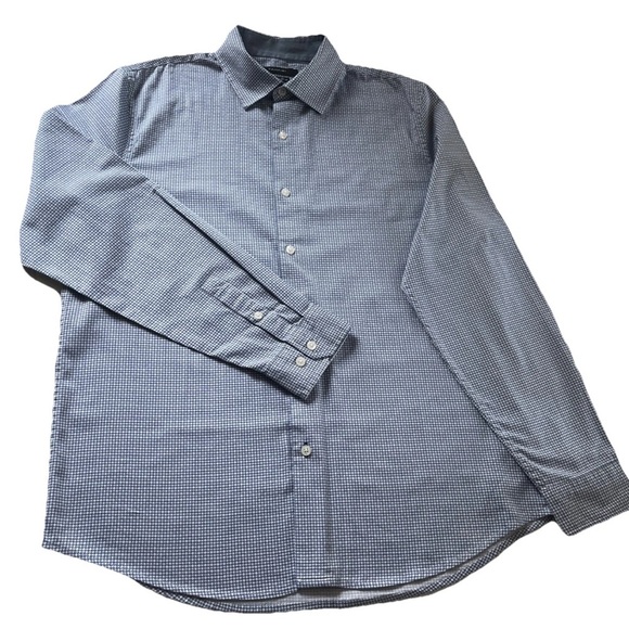 Tahari Men's Medium Shirt Regular Stretch Blue White Long Sleeve Button Up EUC - Picture 8 of 9
